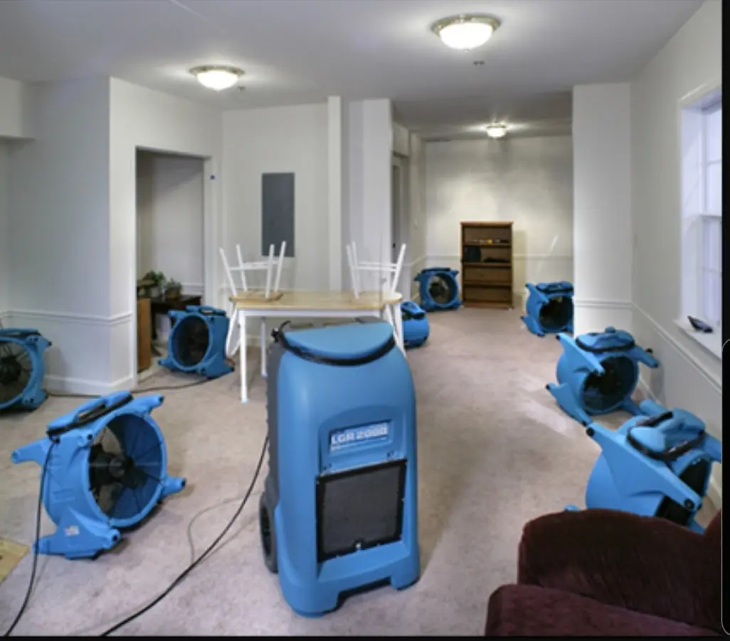 Air movers and dehumidifier setup for Water Extraction & Removal in Painesville